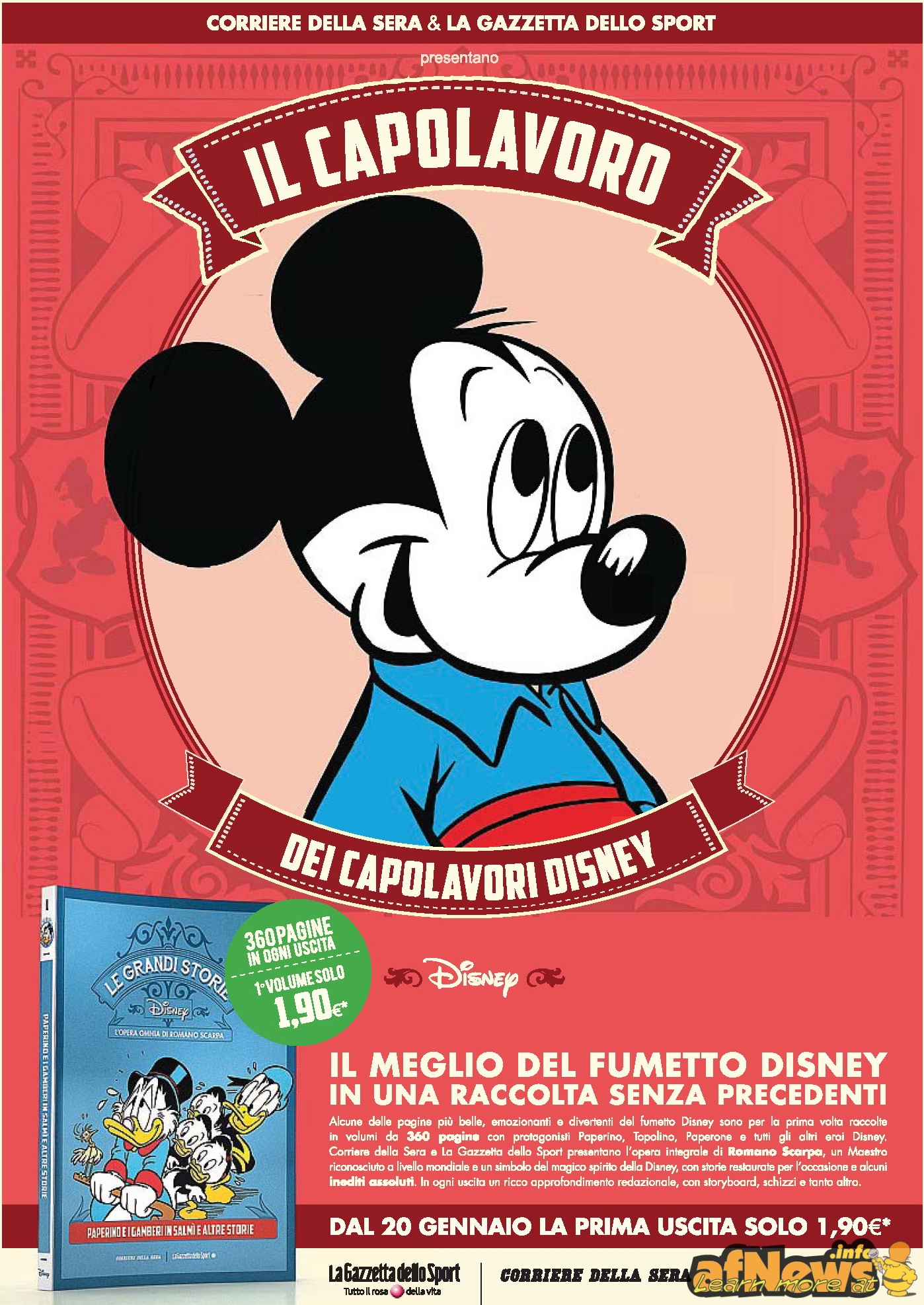 Pubblicità della collana del Corriere con Topolino.