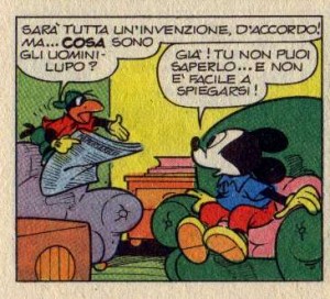 Gancetto dimostra la sua ignoranza in "Topolino e il Pippo-lupo".